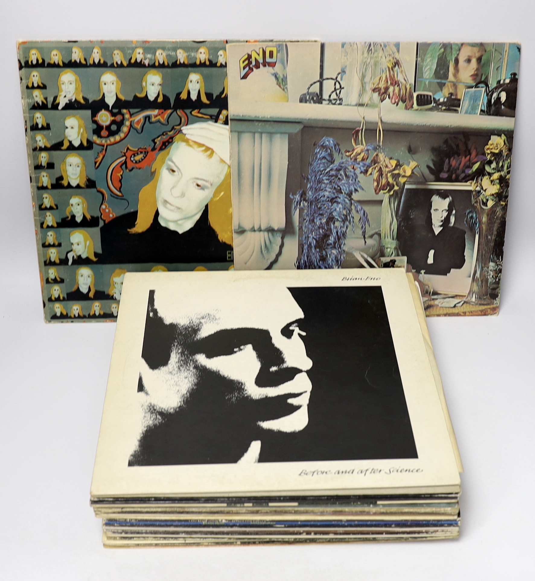 Twenty-four LP albums by Brian Eno, Talking Heads, Lou Reed and David Bowie, albums include Taking Tiger Mountain, Here Come the Warm Jets, Before and After Science, Music for Films, Another Green World, New York, Transf
